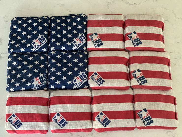 Michigan state flag worn / distressed custom cornhole bags set of 8 - made order in the usa! corn or all weather plastic resin filled